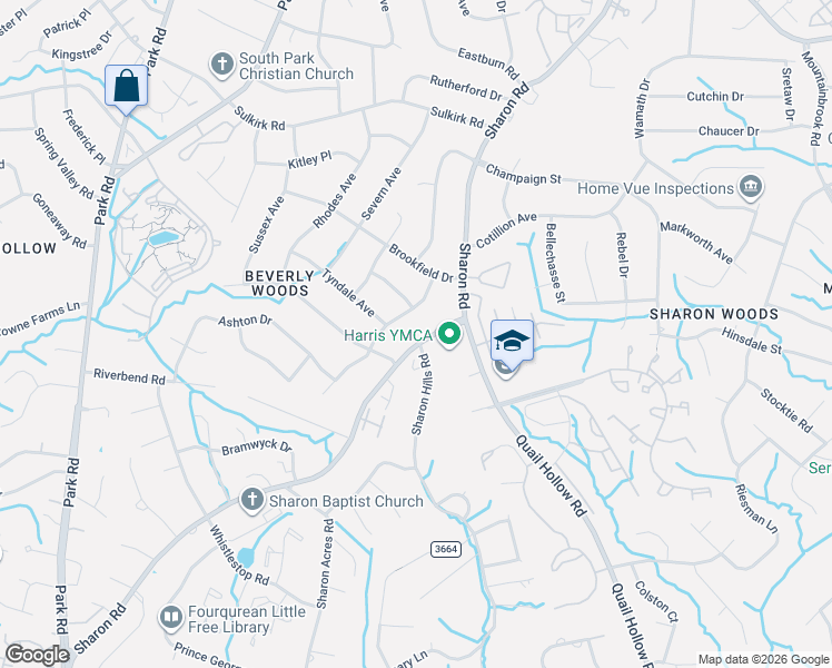 map of restaurants, bars, coffee shops, grocery stores, and more near 4001 Glenfall Avenue in Charlotte