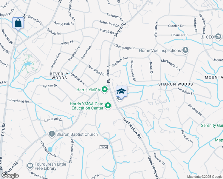 map of restaurants, bars, coffee shops, grocery stores, and more near in Charlotte