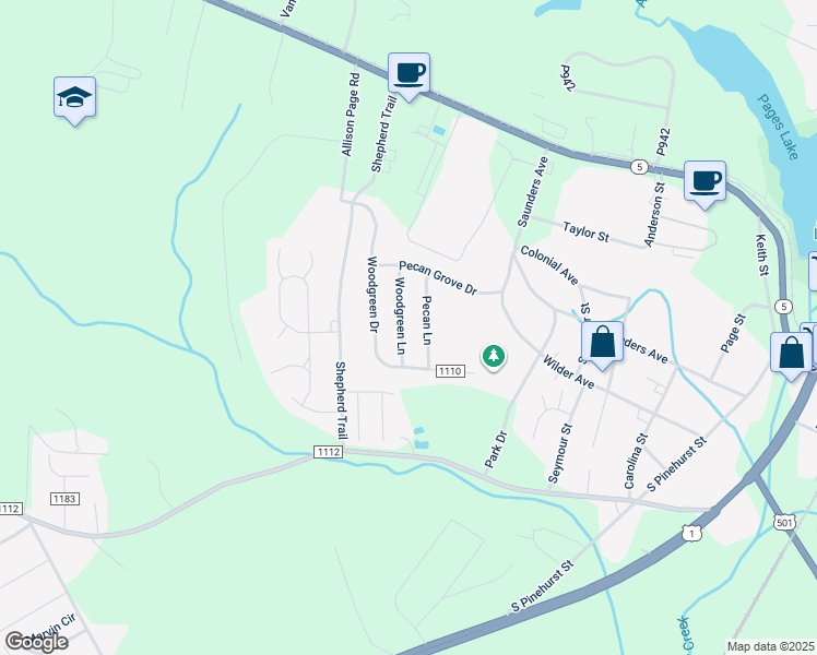 map of restaurants, bars, coffee shops, grocery stores, and more near 185 Woodgreen Ln in Aberdeen