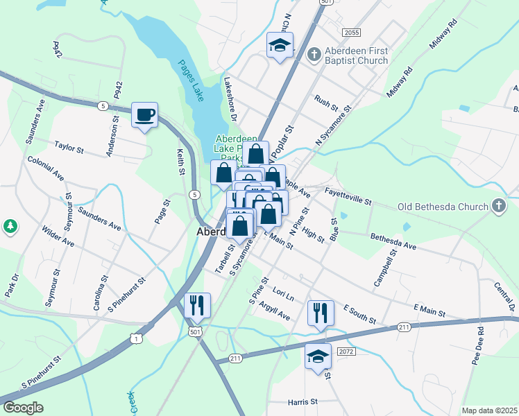 map of restaurants, bars, coffee shops, grocery stores, and more near Talbooth Street in Aberdeen
