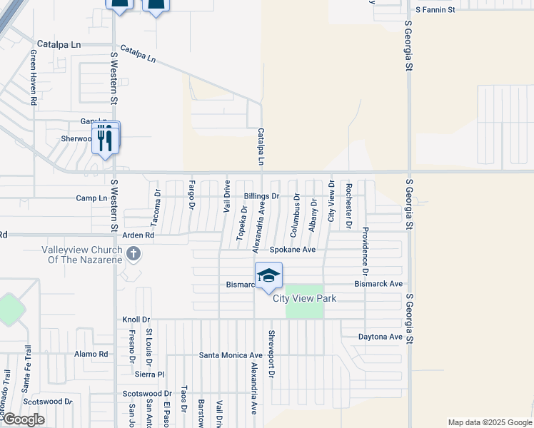 map of restaurants, bars, coffee shops, grocery stores, and more near 7404 Jacksonhole Drive in Amarillo