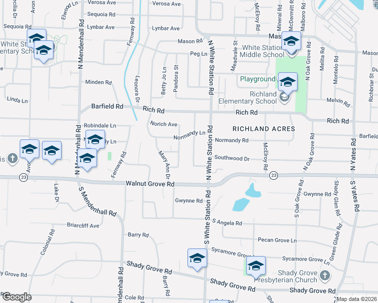 map of restaurants, bars, coffee shops, grocery stores, and more near 73 West Bendel Circle in Memphis