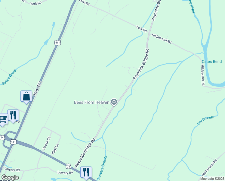 map of restaurants, bars, coffee shops, grocery stores, and more near 413 Reynolds Bridge Road in Ocoee