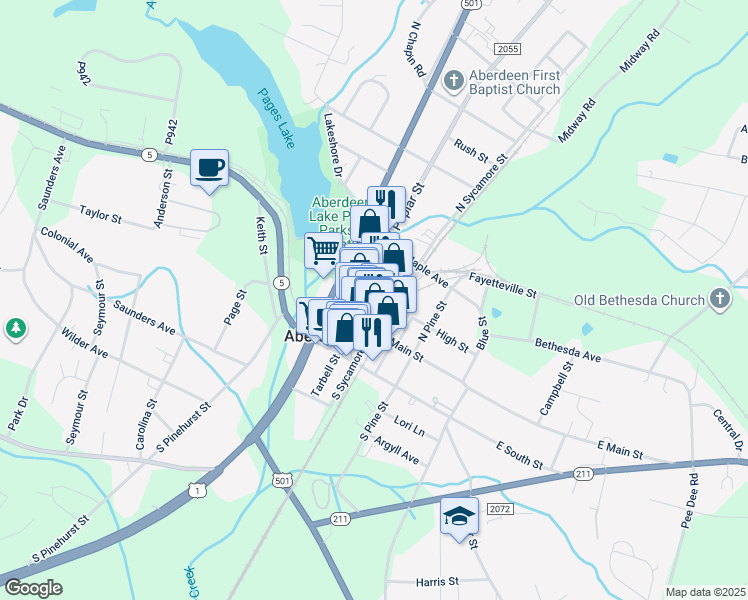 map of restaurants, bars, coffee shops, grocery stores, and more near Talbooth Street in Aberdeen
