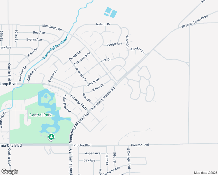map of restaurants, bars, coffee shops, grocery stores, and more near 10748 Keller Drive in California City