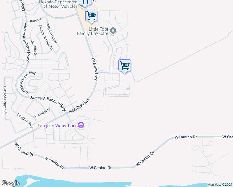 map of restaurants, bars, coffee shops, grocery stores, and more near 3550 Bay Sands Drive in Laughlin