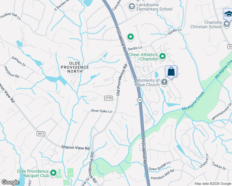 map of restaurants, bars, coffee shops, grocery stores, and more near 312 Old Providence Road in Charlotte