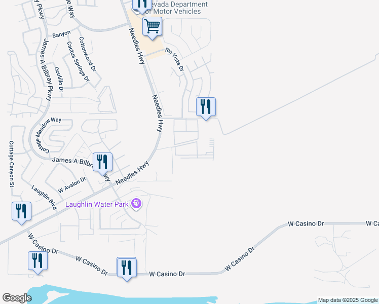 map of restaurants, bars, coffee shops, grocery stores, and more near 3550 Bay Sands Drive in Laughlin