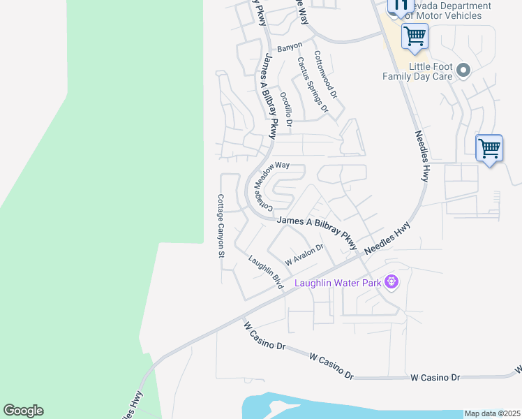 map of restaurants, bars, coffee shops, grocery stores, and more near 3525 Cottage Meadow Way in Laughlin