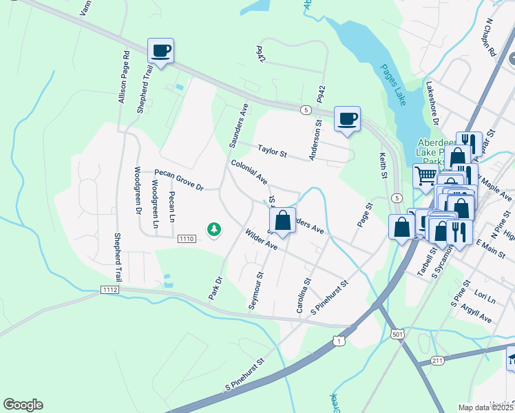 map of restaurants, bars, coffee shops, grocery stores, and more near 905 Saunders Avenue in Aberdeen