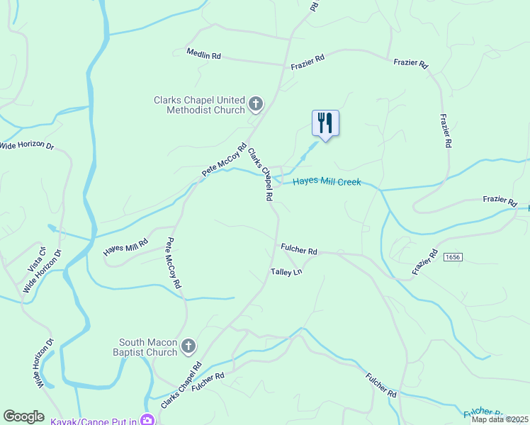 map of restaurants, bars, coffee shops, grocery stores, and more near 2343 Clarks Chapel Road in Franklin