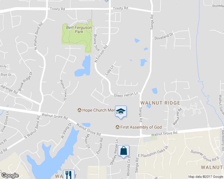 map of restaurants, bars, coffee shops, grocery stores, and more near 294 North Ericson Road in Memphis