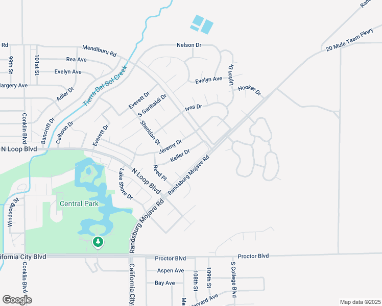 map of restaurants, bars, coffee shops, grocery stores, and more near 10748 Keller Drive in California City