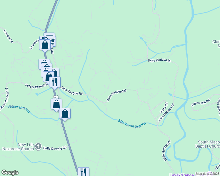 map of restaurants, bars, coffee shops, grocery stores, and more near Allendale Hills Rd in Franklin