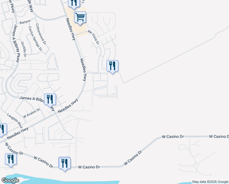 map of restaurants, bars, coffee shops, grocery stores, and more near 3550 Bay Sands Drive in Laughlin