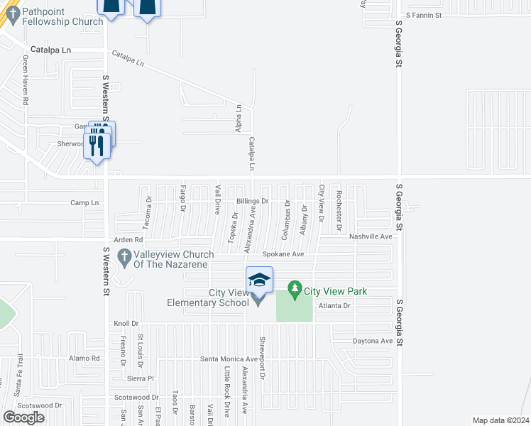 map of restaurants, bars, coffee shops, grocery stores, and more near 7404 Jacksonhole Drive in Amarillo