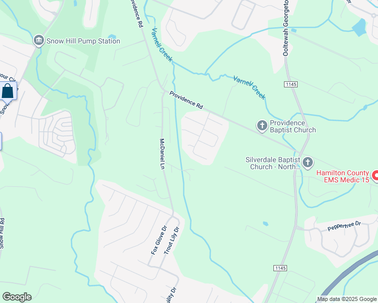 map of restaurants, bars, coffee shops, grocery stores, and more near 7483 White Pine Drive in Ooltewah