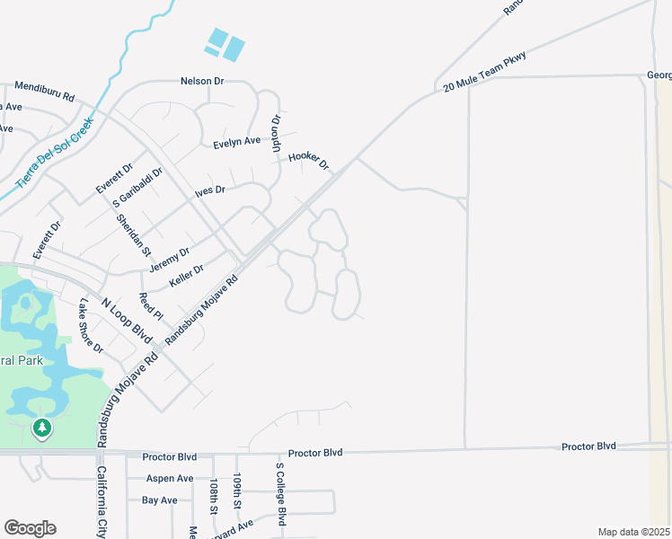 map of restaurants, bars, coffee shops, grocery stores, and more near 385 Morning Glory Drive in California City