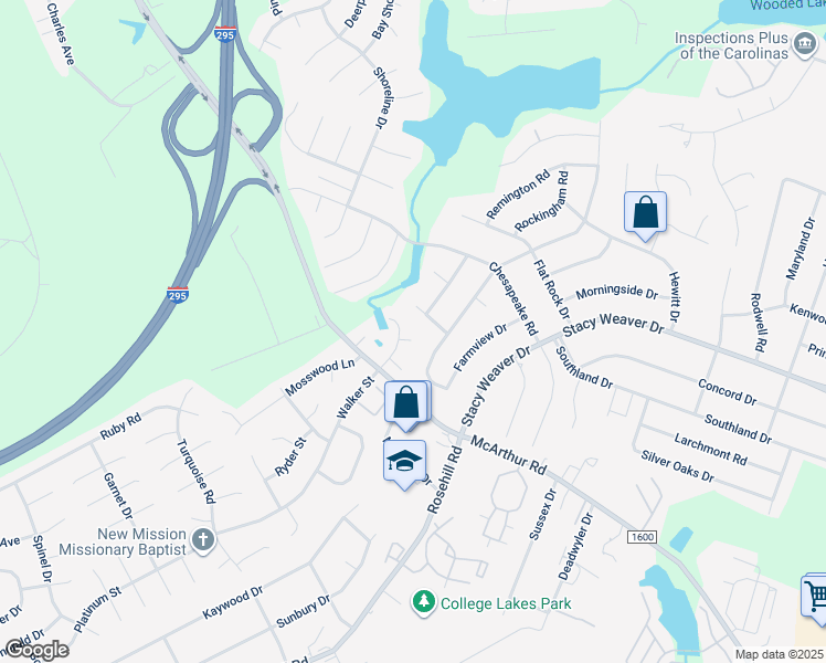 map of restaurants, bars, coffee shops, grocery stores, and more near 5602 Woodlake Court in Fayetteville