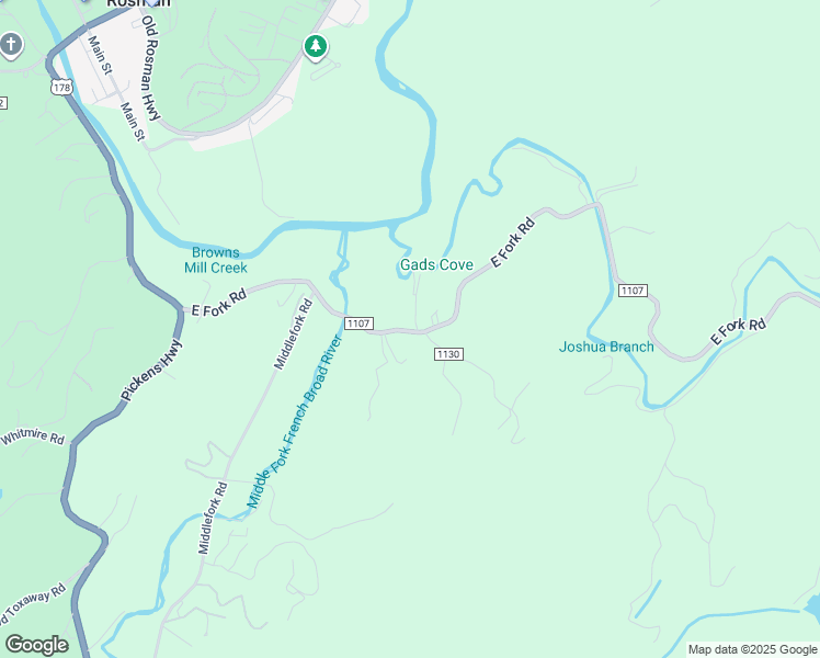 map of restaurants, bars, coffee shops, grocery stores, and more near 11624 East Fork Road in Brevard