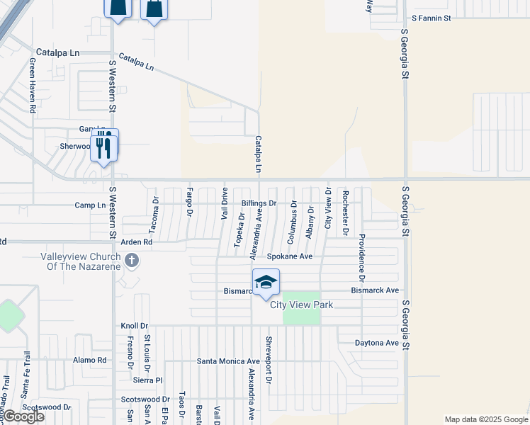 map of restaurants, bars, coffee shops, grocery stores, and more near 7404 Jacksonhole Drive in Amarillo