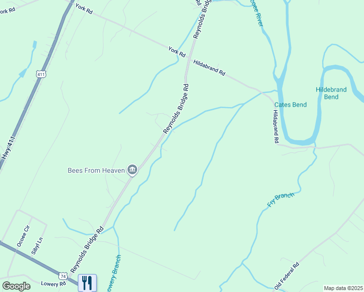 map of restaurants, bars, coffee shops, grocery stores, and more near 416 Reynolds Bridge Road in Ocoee