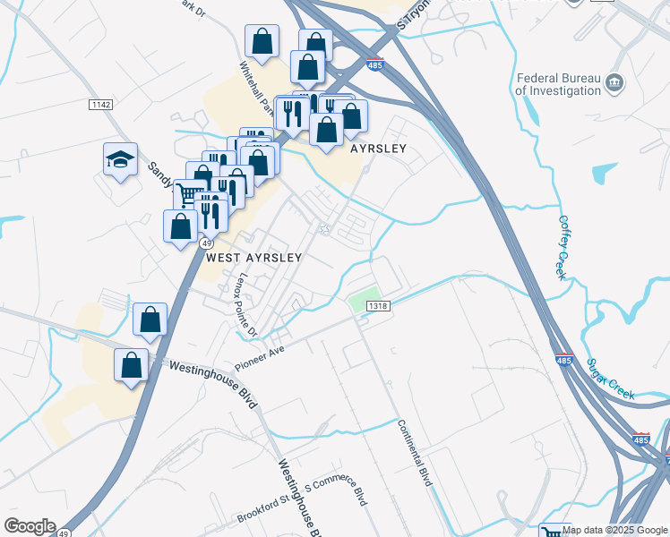 map of restaurants, bars, coffee shops, grocery stores, and more near in Charlotte