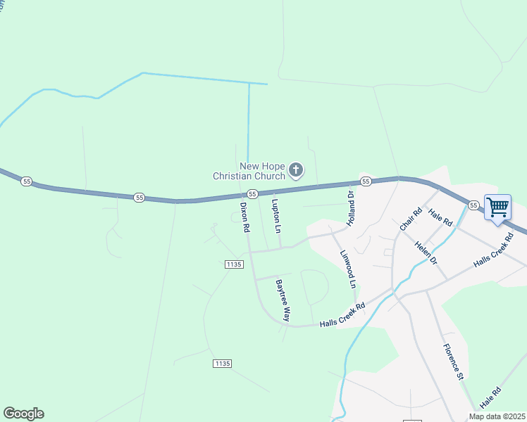 map of restaurants, bars, coffee shops, grocery stores, and more near 5918 North Carolina 55 in New Bern