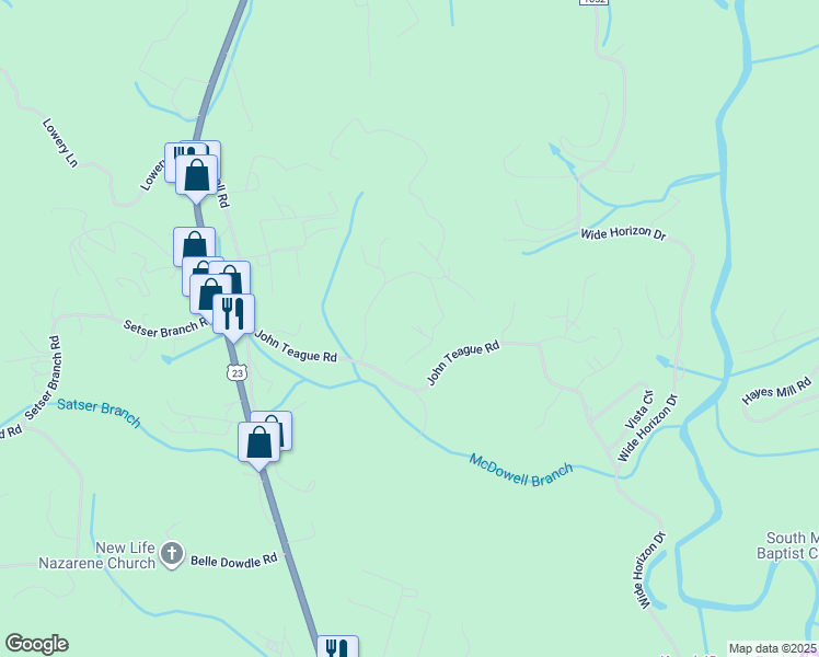 map of restaurants, bars, coffee shops, grocery stores, and more near Allendale Hills Rd in Franklin