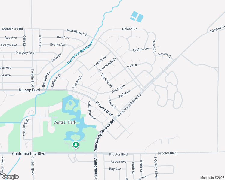 map of restaurants, bars, coffee shops, grocery stores, and more near Jeremy Drive in California City