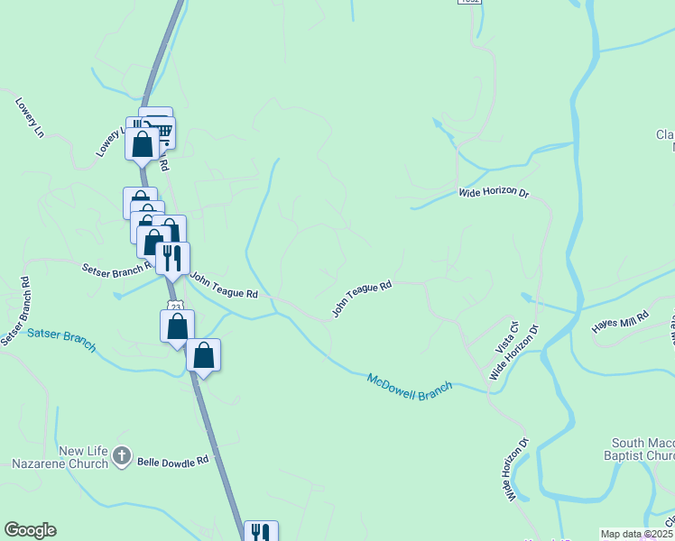 map of restaurants, bars, coffee shops, grocery stores, and more near Allendale Hills Rd in Franklin