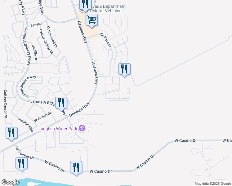 map of restaurants, bars, coffee shops, grocery stores, and more near 3550 Bay Sands Drive in Laughlin