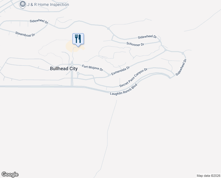 map of restaurants, bars, coffee shops, grocery stores, and more near Laughlin Ranch Boulevard in Bullhead City