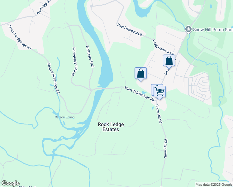 map of restaurants, bars, coffee shops, grocery stores, and more near 7230 South Wolftever Drive in Ooltewah