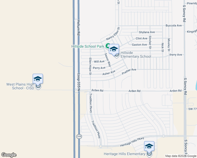 map of restaurants, bars, coffee shops, grocery stores, and more near 9822 Prather Avenue in Amarillo
