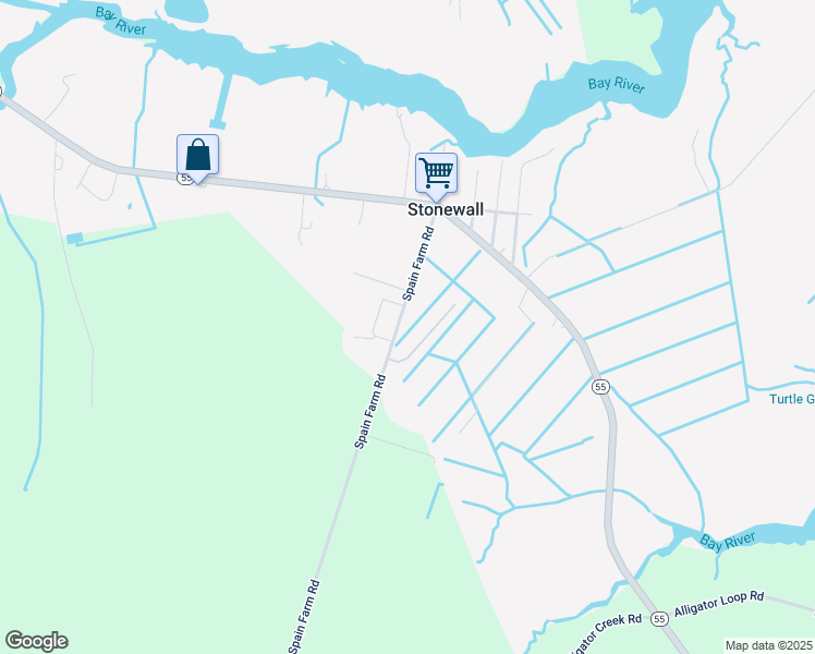 map of restaurants, bars, coffee shops, grocery stores, and more near 265 Spain Farm Road in Merritt