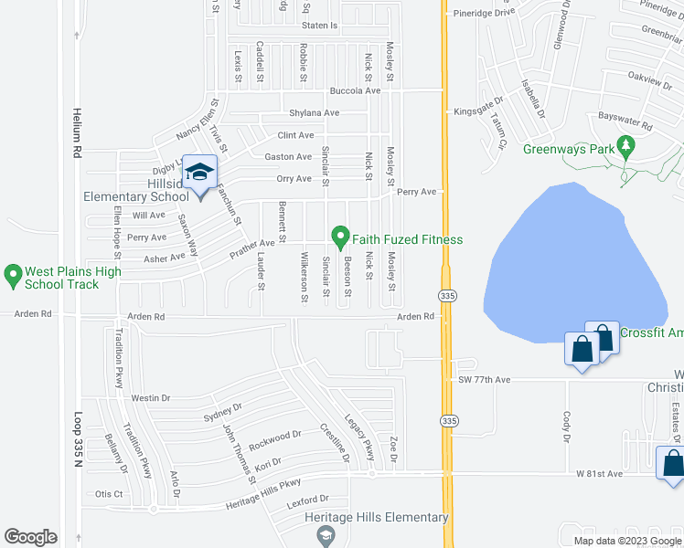 map of restaurants, bars, coffee shops, grocery stores, and more near 7304 Beeson Street in Amarillo