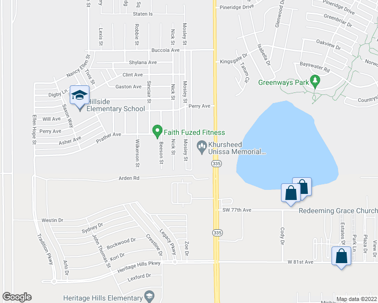 map of restaurants, bars, coffee shops, grocery stores, and more near 7309 Mosley Street in Amarillo
