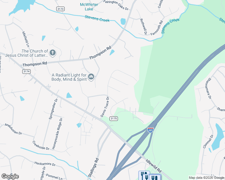 map of restaurants, bars, coffee shops, grocery stores, and more near 14318 Brooks Knoll Lane in Mint Hill