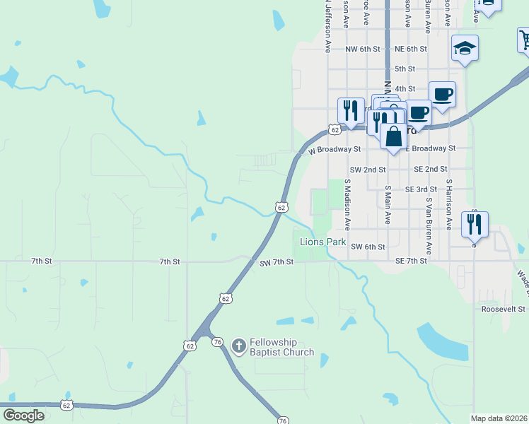 map of restaurants, bars, coffee shops, grocery stores, and more near 859 U.S. 277 in Blanchard