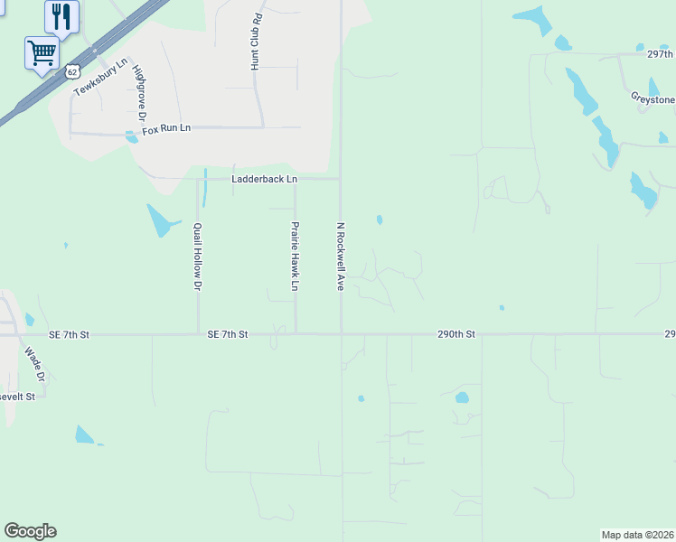 map of restaurants, bars, coffee shops, grocery stores, and more near 330 South Rockwell Avenue in Blanchard