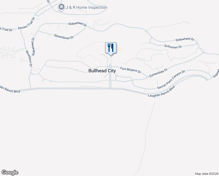 map of restaurants, bars, coffee shops, grocery stores, and more near Laughlin Ranch Boulevard in Bullhead City