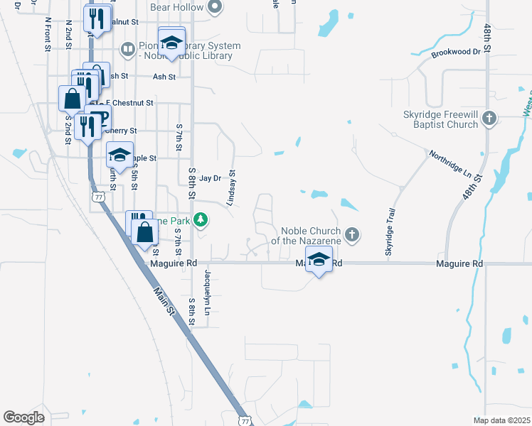 map of restaurants, bars, coffee shops, grocery stores, and more near 903 Maguire Road in Noble