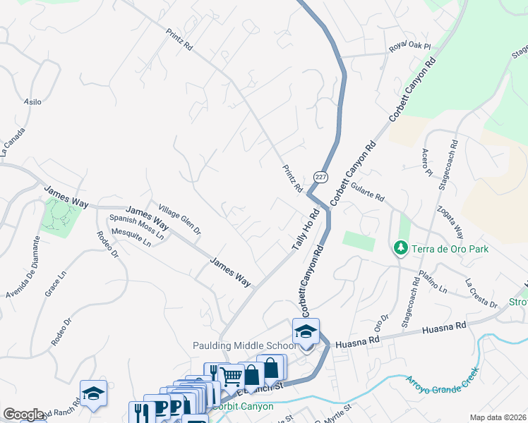 map of restaurants, bars, coffee shops, grocery stores, and more near 701 White Court in Arroyo Grande