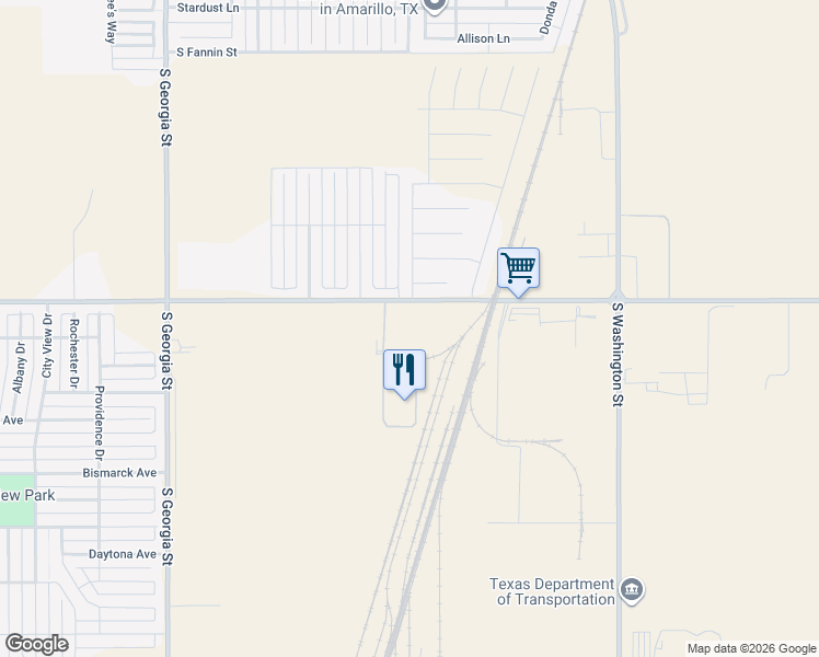 map of restaurants, bars, coffee shops, grocery stores, and more near 1847 West Farmers Avenue in Amarillo