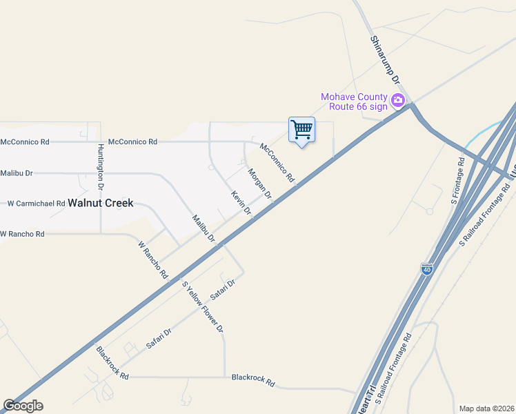 map of restaurants, bars, coffee shops, grocery stores, and more near 2697 West Shauna Drive in Kingman