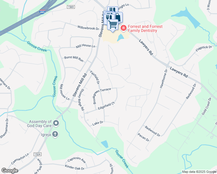 map of restaurants, bars, coffee shops, grocery stores, and more near 6708 Brookgreen Terrace in Matthews