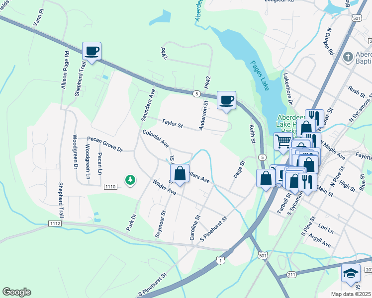 map of restaurants, bars, coffee shops, grocery stores, and more near 828 Colonial Avenue in Aberdeen