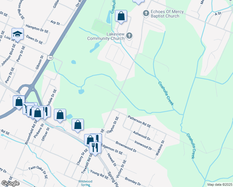 map of restaurants, bars, coffee shops, grocery stores, and more near 1190 Durkee Road Southeast in Cleveland