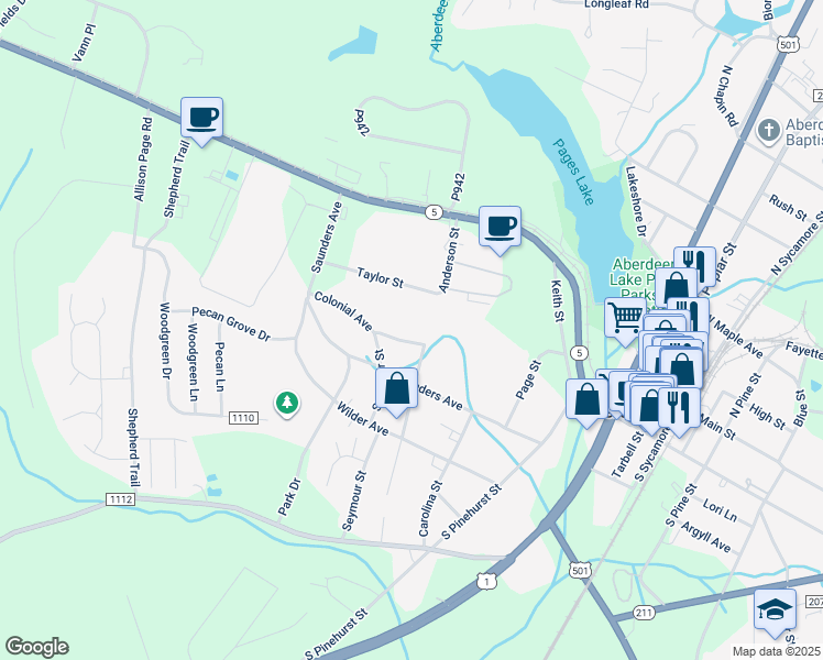 map of restaurants, bars, coffee shops, grocery stores, and more near 828 Colonial Avenue in Aberdeen
